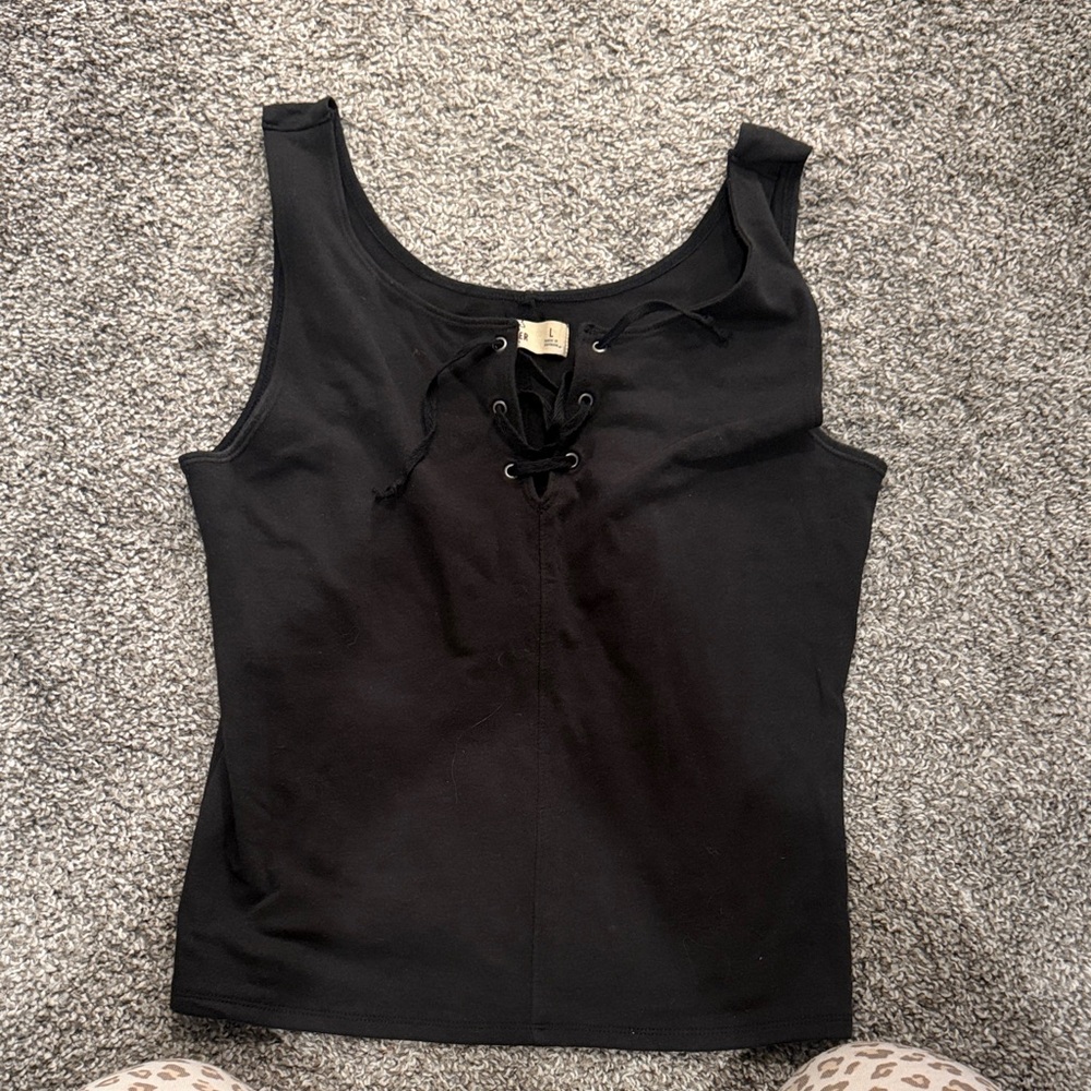 Hollister Black Lace-Up Tank Top
